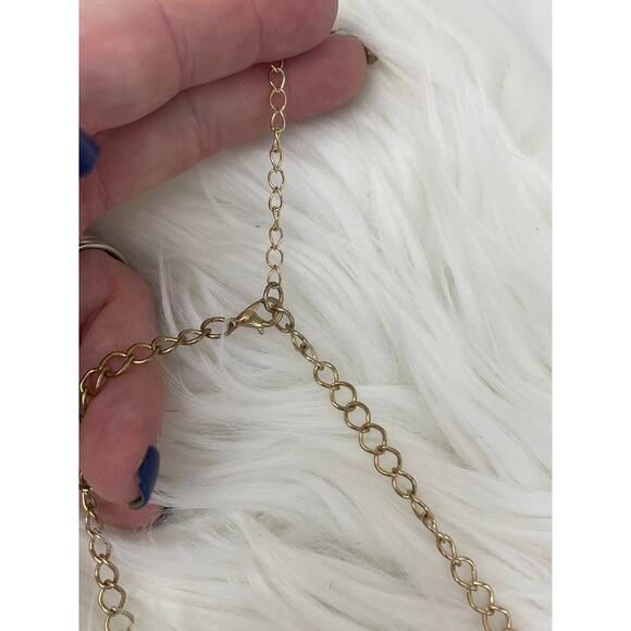 Women's Necklace Earring Set Gold Blue Stone Statement Beautiful - Picture 6 of 8